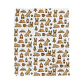 Plush Blanket — Cute Camping & French Bulldog Pattern Cozy Throw