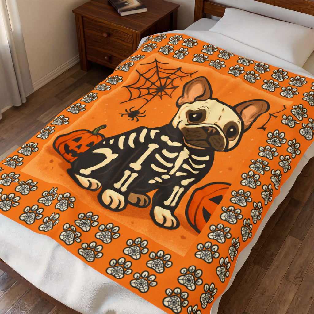 Halloween Plush Blanket - French Bulldog